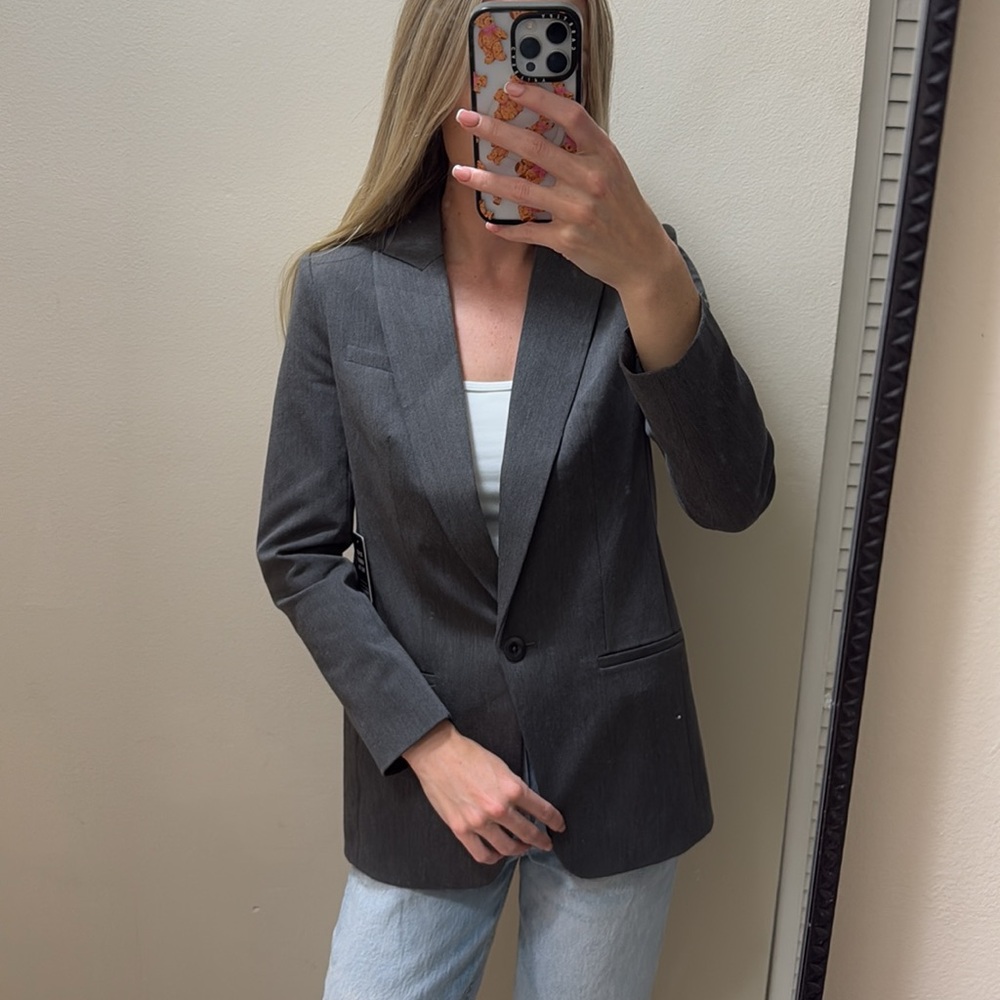 Express Editor Long One button Blazer Grey